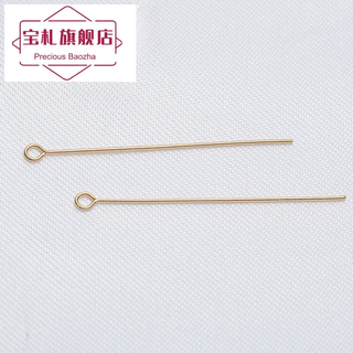 Baozha diy pearl jewelry accessories 9-character needle 18k pure gold connecting needle diy pearl pendant earrings nine-character needle 3.5cm 18k gold one piece
