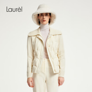 Laur l paris fashion week same style lauri new waist knitted white goose down jacket for women lwd353l02000 pearl white l (170)
