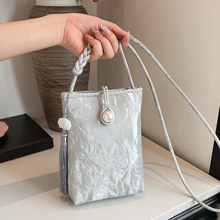 Tianyi niche mini bag women's mobile phone bag 2024 new fashion summer versatile fashion crossbody shoulder new chinese style mobile phone crossbody bag silver