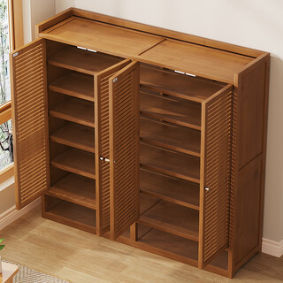 Sizhuge home door shoe cabinet with large capacity and space saving artifact multi-layer shoe rack simple model 2025 hot style indoor entry shutter door - two doors and seven layers of brown - picture 2