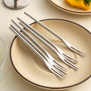 Onlycook 304 stainless steel fruit fork set household cake dessert small fork storage jar fruit pick cup fruit fork 6 pieces
