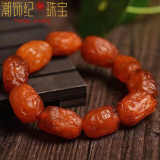 Dl 1998 fat donglai quality amber beeswax bracelet for men, natural old barrel beads, chicken oil, yellow raw stone, women's bracelet, raw ore, style six (men's barrel beads) 17*19