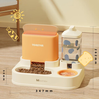 Auman lisa cat bowl automatic water dispenser, double bowl in one automatic feeder, cat food bowl, dog food bowl, drinking water dog bowl, kitten cat bowl, water and food all-in-one bowl, multiple filtration, moisture-proof, no food stuck