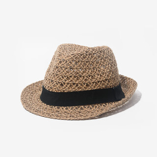 Techima top hat gentleman hat sir straw hat british curly top hat summer men and women hollow hat gentleman hat trendy style linen gold one size (5658cm)