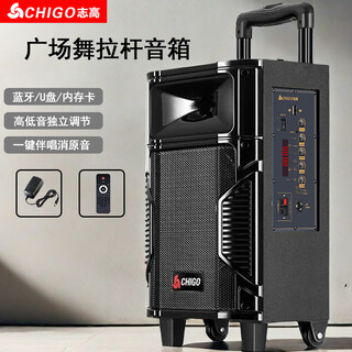 Chigo high-volume square dance audio high-power mobile portable trolley speaker outdoor stall live broadcast wireless bluetooth home karaoke singing and dancing speaker standard official standard