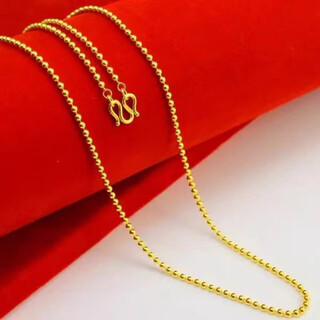 Kzd old phoenix gold store model 999 gold-plated silver water wave necklace women's silver personalized ball chain clavicle chain gold-plated silver will not fall off ball chain 45 cm about 5 grams