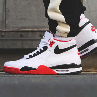 Nike (nike) men's shoes autumn and winter new sports shoes air flight 89 air cushion casual shoes aj4 brothers actual basketball shoes classic mid-top white red black/aj4 brothers/hot sale 41