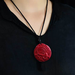 Pure cinnabar fire phoenix suzaku pendant five elements fire replenishing purple gold sand pendant necklace keychain keychain for men and women fire jewelry with neck pendant rope