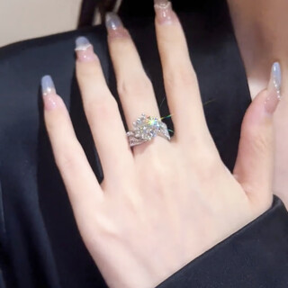 Congye moissanite diamond ring women's ring 925 silver plated au750 white gold platinum wedding simulation diamond ring retro luxury main diamond 3 carats size 18