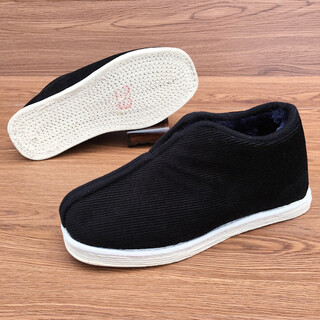 Bu yi childlike heart handmade cotton cloth shoes for men and women lay monk shoes winter thousand layer sole cotton shoes plus velvet warm arhat monk cloth sole shoes black sleeve feet (thousand layer cloth sole) cotton shoes 40 shoe size too small
