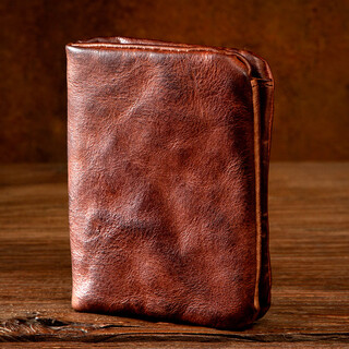 Slow time retro handmade genuine leather wallet men's driving document bag first layer vegetable tanned cowhide short wallet multifunctional card holder light brown
