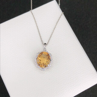 Chenru 4.3 carat citrine pendant for women natural colored gemstone jewelry set in 925 silver