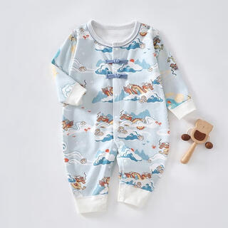 Joyncleon baby jumpsuit, newborn clothes, long-sleeved romper suit, baby pure cotton warm autumn and winter clothing, xiangyun longbao hayi 66cm