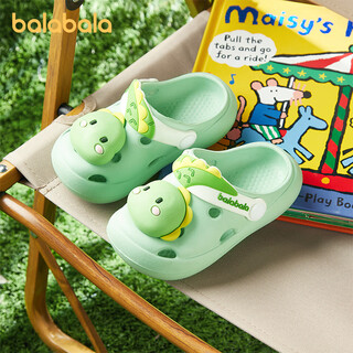 Balabala children's slippers boys summer home clogs boys wear-resistant slippers baby beach shoes soft sole breathable green 19 inner length 14cm (140) suitable for feet 14cm long