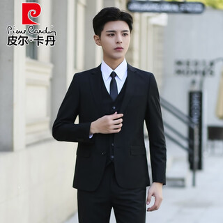 Pierre cardin suit men's slim business casual professional formal wear groom's best man's wedding dress work small suit men's double-button black single suit m 90-105jin jin equals 0.5 kg