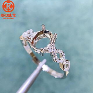 18k gold ring holder s925 silver electroplated female oval 4*6.5 5*7mm live mouth holder