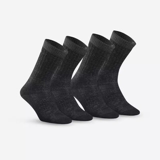 Decathlon warm socks outdoor hiking socks mid-high 2 pairs winter socks ods black new style - (84% - sheep wool) - 2 pairs 39-42