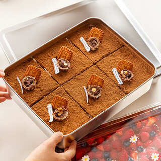 Vinland british tiramisu special stainless steel iron box cake packaging box stall container mold box tray thickened medium 22.5 15 6.2cm (without lid)