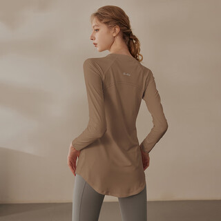 G luxome high-looking yoga wear for women 2025 new running sports top suit internet celebrity pilates fitness long-sleeved autumn and winter brown xl