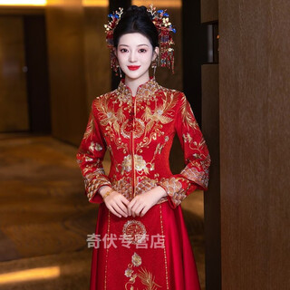 Wei jie chinese wedding bridal clothing xiuhe clothing 2025 new wedding clothing summer toasting clothing dragon and phoenix gown small feng laiyi simplified version xl