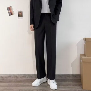 Jiuzang american casual loose trousers men's black straight trousers spring and autumn versatile drape suit trousers men's loose trousers xl
