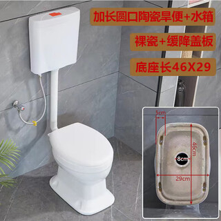 农村改厕旱便器孕妇老年蹲便改坐便旱厕改造直通式大口径马桶免冲 加长圆孔水箱款 其他/other