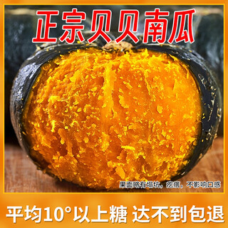 京鲜生 内蒙精品贝贝南瓜(超甜瓜)净4.5斤单果300g+不爱吃包退 源头直发