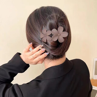 Jiuvia flower hairpin back of head hair plug decoration female korean style clip going out large duckbill hairpin female jyfj99 flower coffee color