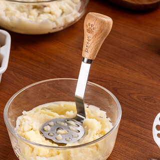 Vinland british potato masher press masher food artifact baby stainless steel mashing tool egg crushing household stick upgraded and thickened-bear paw style 1 pack