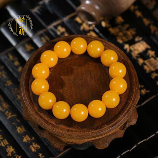 Cute old beeswax color bracelet single circle bracelet chicken oil yellow amber yellow honey men and women ethnic style buddhist beads round bead accessories beeswax bracelet 16mm 14 pieces