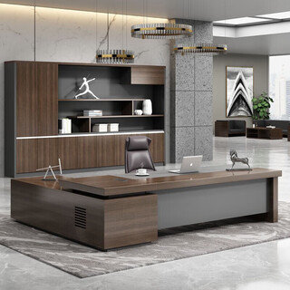 Qingzhai office desk boss desk simple modern table and chair combination president desk 2.0*0.8 meter table with side cabinet