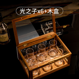 Flower season classic crystal whiskey cup tasting wine cup whiskey cup whiskey special cup 2-pack set (original color glass wooden box) son of light*6