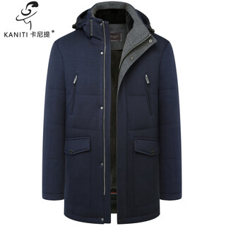 Caniti imported gray mink liner men's removable hat nick fur winter mid-length fur one-piece overcoat navy blue + imported gray mink liner + rex rabbit sleeve liner l