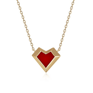 Caizhi sumerian love 18k gold red love necklace women's clavicle chain pendant gift (ready stock) sumerian love - large 18k gold necklace