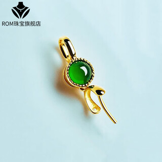 Fat donglai same style 18*k* gold buckle head jade top bead guanyin buddha pendant leaf jade necklace clip buckle hanging gold