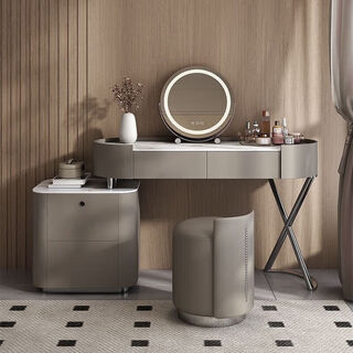He jiagong 2024 italian light luxury solid wood dressing table storage cabinet integrated simple modern minimalist design slate 1 meter dressing table + makeup stool
