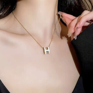 Gioio swarovski zirconium electroplating 18k hermès h letter necklace women's non-fading clavicle chain sweater same style