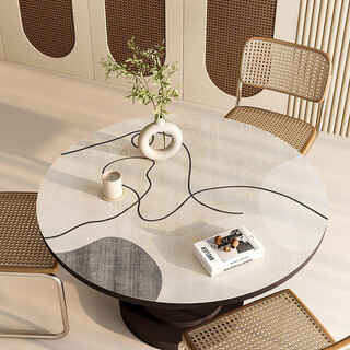 Lilang dining table mat round small round table round coffee table mat no-wash oil-proof and waterproof tablecloth anti-scalding anti-slip mat dining table mat pagoda gray white diameter 150cm