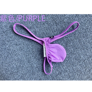Buffny new low waist large bag sexy ice silk thong t-pants men's underwear purple m 50kg-60kg