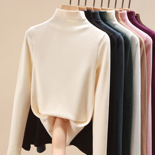 Yu zhaolin half turtleneck bottoming shirt for women with velvet and brushed thickening for women to keep warm in autumn and winter, and to wear autumn and winter tops with style