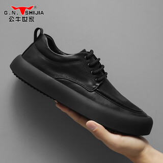 Bull family men's shoes 2025 new autumn british style business casual leather shoes cowhide soft sole trendy shoes men's work leather shoes black four seasons gn123102786 41 (standard leather shoe size)