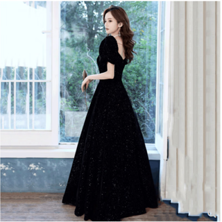 Yunqiang art examination dress music student black evening dress light luxury slim custom style french princess long banquet performance xxxl