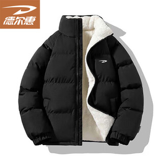 Delhui cotton coat men's autumn and winter cotton coat men's couple's coat bread coat thickened loose versatile casual black l