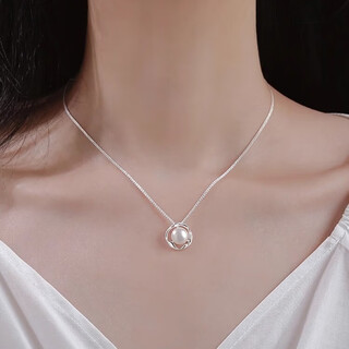 Necklace women's single pearl silver necklace light luxury niche necklace clavicle chain women's high-end jewelry temperament pendant pearl pendant necklace
