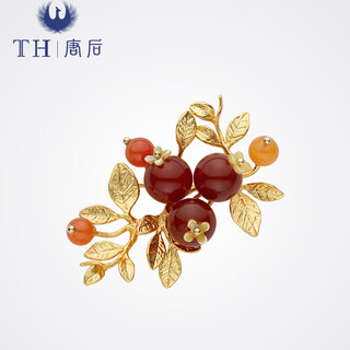 After the tang dynasty, shishi ruyi brooch, high-end women's southern red agate luxury brooch, national style corsage for mother's birthday gift, shishi ruyi