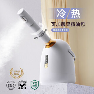 Rcgcgn german brand household hot and cold dual spray facial steamer beauty salon household small facial steamer nano hydrating spray hot spray facial steamer facial mask cleaning and humidifying spray machine pearl white hot and cold dual spray