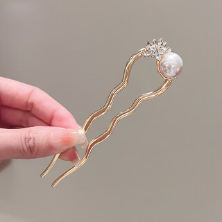 Two worlds high-end flower hairpin women's imitation pearl ancient style modern hairpin u-shaped hairpin insert comb hairpin hairpin