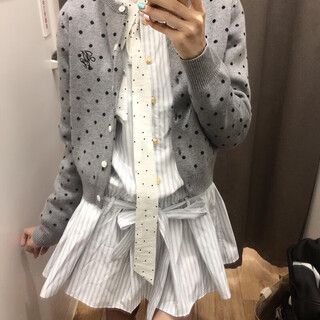 Lecali college style shirt skirt korean style long-sleeved dress a-line skirt for women polka dot striped stitching embroidery design polka dot shirt skirt blue and white high quality l