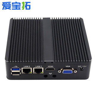 爱宝拓 全封闭工控机嵌入式无风扇微型工业主机商务办公酷睿系列便携式迷你小型台式机电脑软路由服务器 四核J1900(双网) 8G/128G固态/WIFI