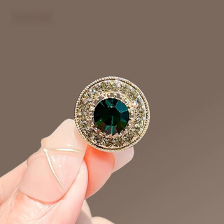 Quamer retro green diamond small brooch high-end women's summer cardigan anti-exposure buckle pin mini round green diamond-brooch